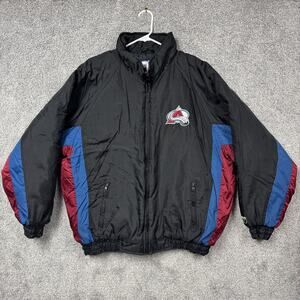 Vintage Colorado Avalanche Winter Jacket Mens XL Black NHL Hockey Logo 7 90s